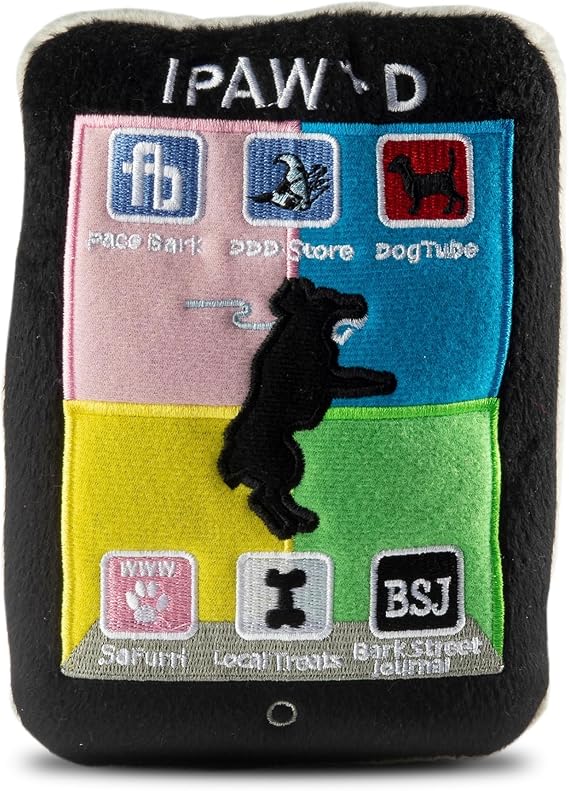 Dog Diggin Designs iPawd Plush Dog Toy | Luxury-Inspired Parody Smartphone Dog Toy with Squeaker, Soft Plush Novelty Dog Toy Modern Fashion Accessories