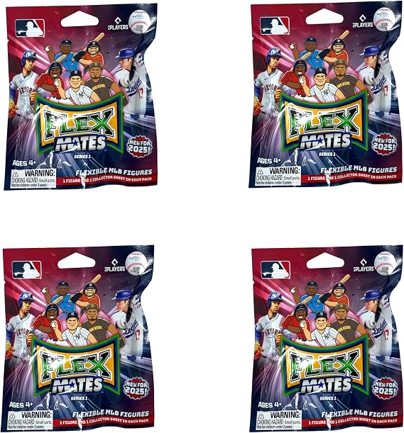 Teenymates Party Animal Flexmates 2025 Series 1 MLB Figures Blind Bags Gift Set Party Bundle - 4 Pack
