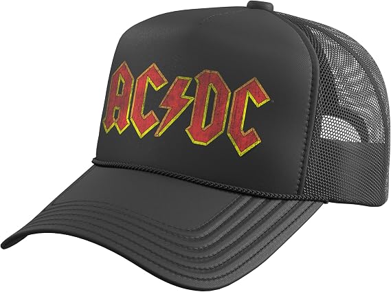 Official AC/DC Vintage Logo for Rock Fans Trucker Hat with Adjustable Mesh Back