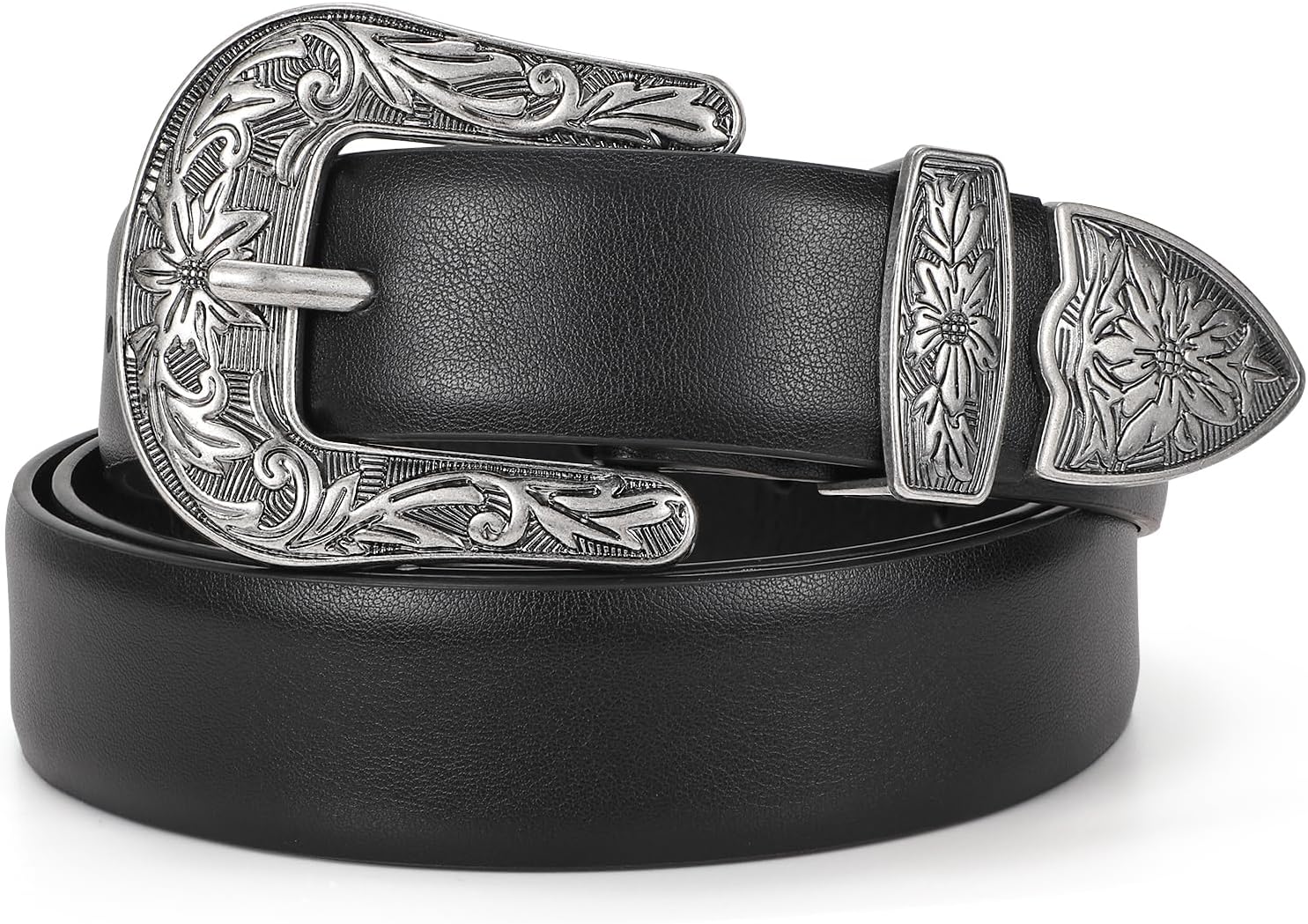 JASGOOD Women Western Leather Belt Ladies Vintage Style Plus Size Belt for Pants Jeans