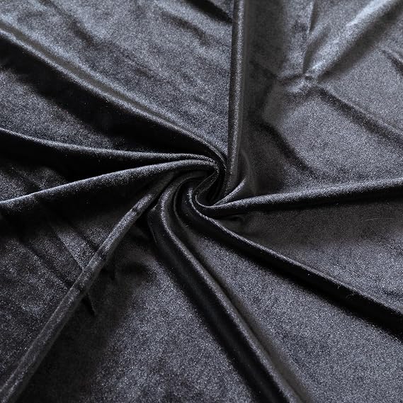 Stretch Velvet Fabric by The Yard for Apparel,Sewing,Crafting,Full Dress 93% Polyester 7% Spandex 63" Wide (Black,1Yard)