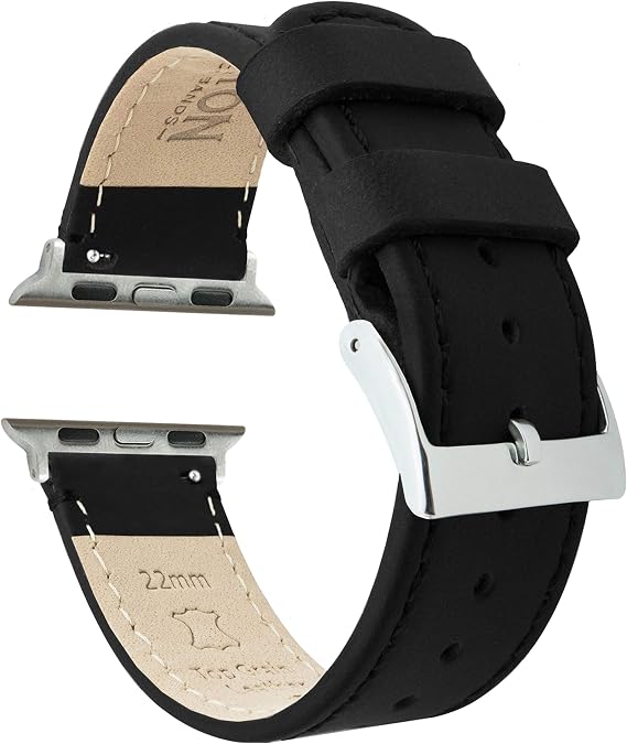 BARTON WATCH BANDS - Top Grain Leather Watch Bands Compatible with Apple Watch Models - 1, 2, 3, 4, 5, 6, 7, 8, 9, 10, SE, Ultra & Ultra 2