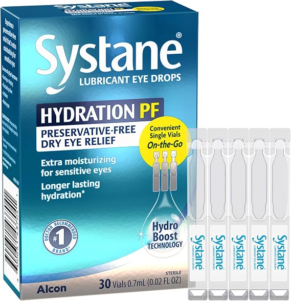 Systane HYDRATION Preservative Free Dry Eye Drops, 30 Ct Single Use Vials