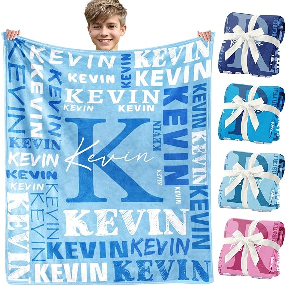 Personalized Blankets for Teen Girls Boys - Printed in USA, Custom Blanket with Kids Names, Ultra-Soft Flannel Monogrammed Baby Throws Blankets, Customized Christmas Easter Gifts for Kids Adults