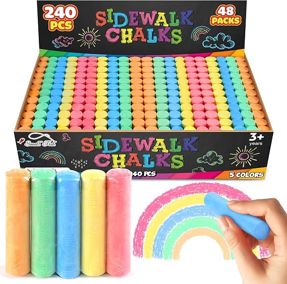 Sidewalk Chalks Bulk Kids: 240Pcs 48 Packs in 5 Colors Jumbo Washable Chalk