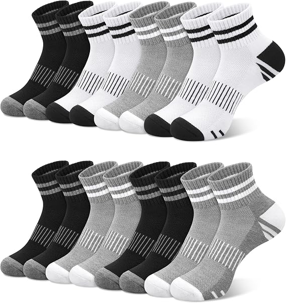 YSense 8 Pairs Mini Crew Ankle Socks for Women, Quarter Athletic Socks
