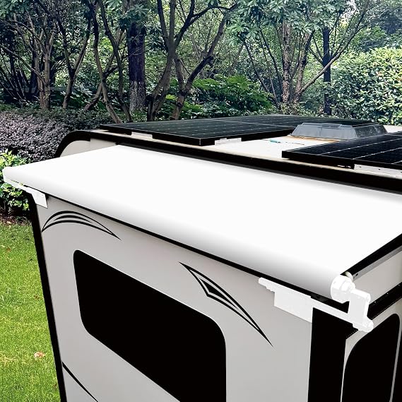 RV Slide Out Awning Kit - Modular Camper Slide Topper for 5th Wheels, Travel Trailers and Motorhomes - White, 7'9'' (7'1'' Fabric)