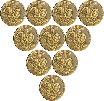 Saint Michael Archangel Challenge Coin Christian Daily Reminder Gift (Pack of 10)