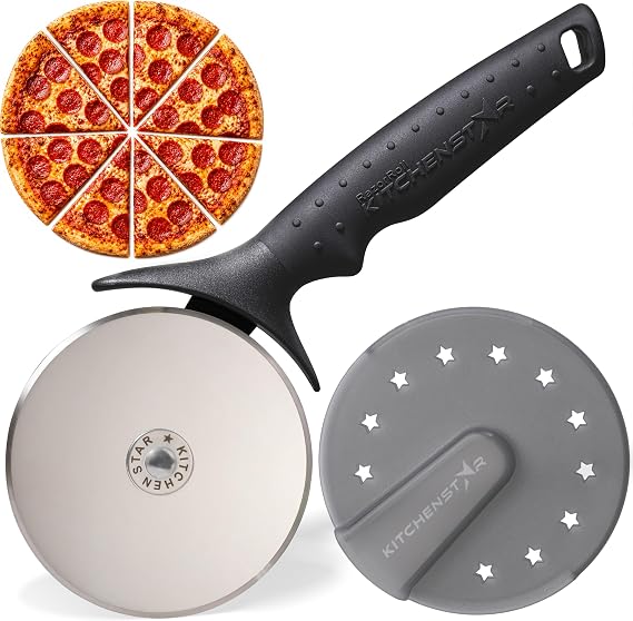 Pizza Cutter Wheel, 304 Stainless Steel Slicer with Blade Cover, 9-Inch