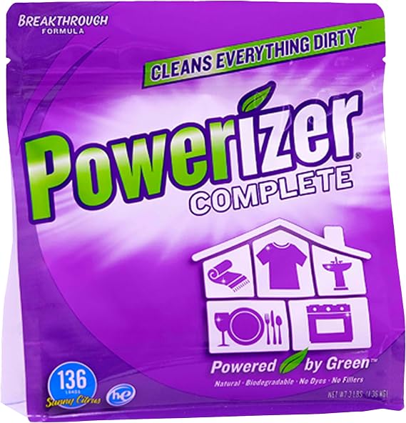 Powerizer Complete Multi-Purpose Laundry & Dishwasher Detergent Powder 3lb | Concentrated cleaner and washing powder for laundry dishes and home