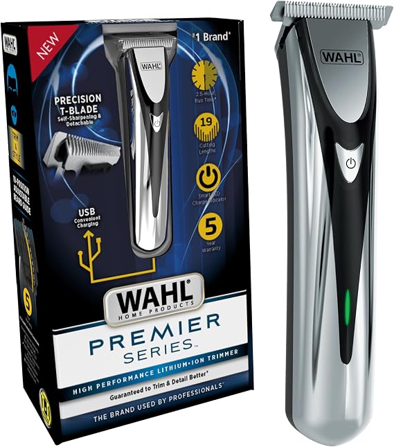 Wahl Premier Series Cordless USB Rechargeable Trimmer for Men - Beard Trimmer with 19 Length Settings and 2.5 Hour Runtime