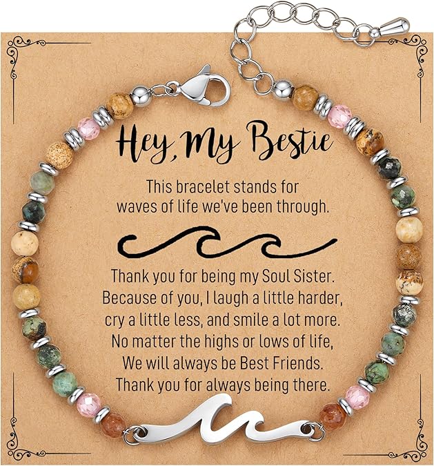 TONY & SANDY Friend Gifts for Women, Unique Birthday Gifts for Women, Sister Gift from Sister, Wave Bracelet, Christmas Graduation Mothers Day Gift for Her, Bestie Friendship Bracelets