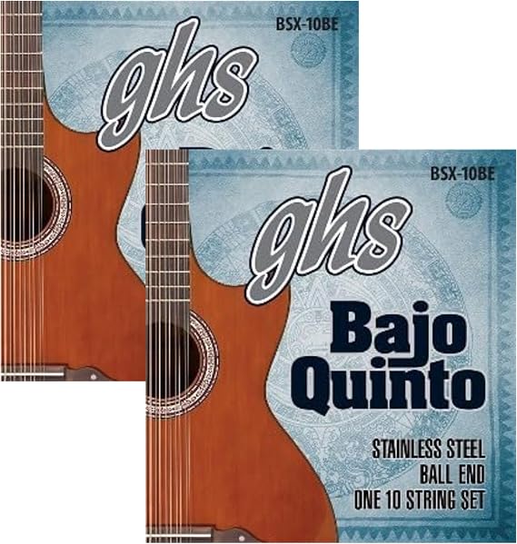 GHS Strings - Bajo Quinto Strings - Stainless Steel -Bright & Powerful Sound - Ball End, 10 Strings -BSX-10BE SET - 2 PACK