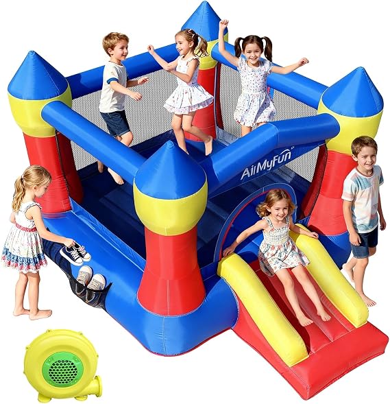 AirMyFun Toddler Bounce House with Blower for Kids 3-8, Inflatable Bouncy Jumping Castle with Slide, Indoor/Outdoor Jump Bouncer House, 82011A