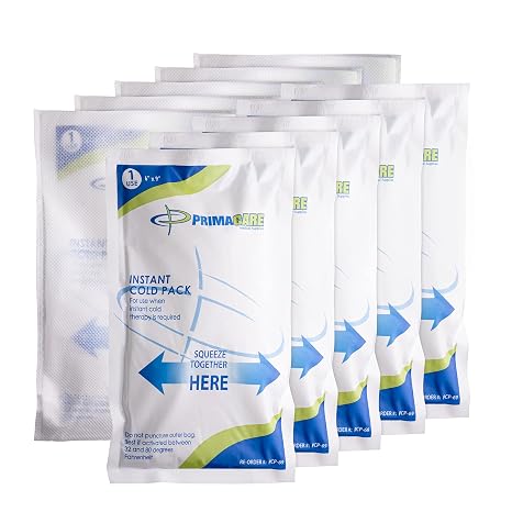 Primacare PCP-69 Instant Cold Packs (6 x 9) 24 Disposable Ice Packs with Non-Woven Covers for Pain Relief, Swelling, Inflammation, Sprains, Toothaches, First Aid, for Athletes & Outdoor Activities
