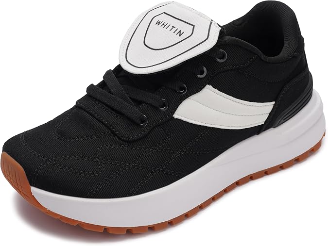 WHITIN Women's Wide Toe Box Cushioned Walking Sneakers S301 | Natural Toe Spread for Width Feet, Reduces Pressure, Cushioning EVA Midsole, LightWeight Canvas for Daily Wear