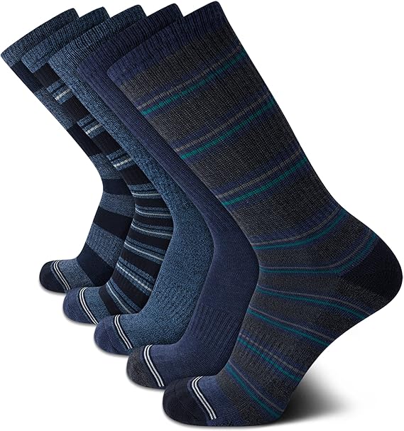 Nautica Mens Crew Socks 5 Pack Moisture Wicking Athletic Work & Dress Socks