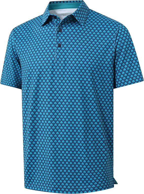 Men's Golf Polo Shirts - Funny Print Moisture Wicking Quick Dry Performance Short Sleeve Collared Sport Casual Shirt