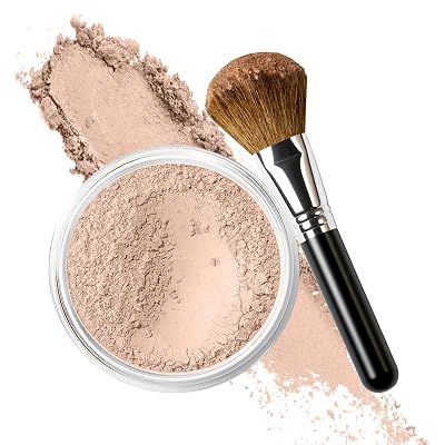 FOUNDATION with FLAWLESS FACE BRUSH Mineral Makeup FAIR 2 Matte Natural Loose Powder Bare Skin Cosmetics Full Coverage Long Lasting All Skin Types SPF 18