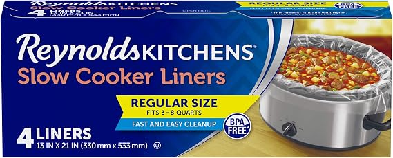 Reynolds Kitchens Slow Cooker Liners, Regular (Fits 3-8 Quarts), 4 Count