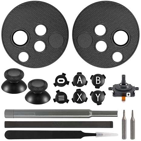 VRbrother Metal Left and Right Controller Replacement Keyboard, Mushroom Caps, ABXY Buttons Return Key Function Key, Analog Joystick Replacement (1pcs) for Meta Oculus Quest 2 Accessories (Black)