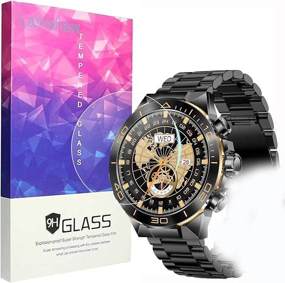 Lamshaw Compatible for SOUYIE Smart Watch Screen Protector, [3 Pack] 9H Tempered Glass Screen Protector Film Compatible for SOUYIE SW-7 1.43" AMOLED Smart Watch (3 Pack)