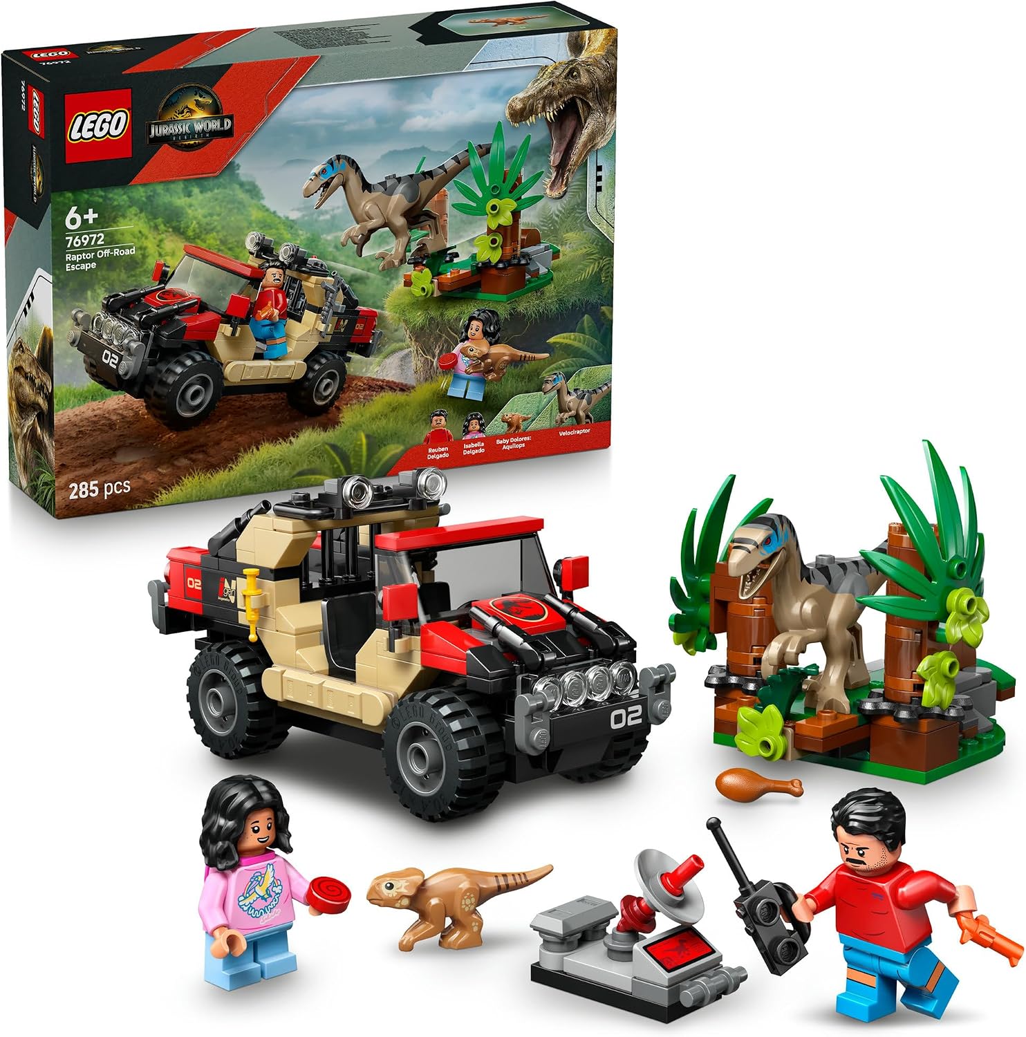 レゴlego ジュラシック・ワールド ラプター オフロード脱出作戦 おもちゃ 玩具 誕生日 プレゼント ブロック 知育 男の子 女の子 子供 6歳 7歳 8歳 9歳 恐竜 乗り物 車 ミニカー 対戦 ロボット 76972