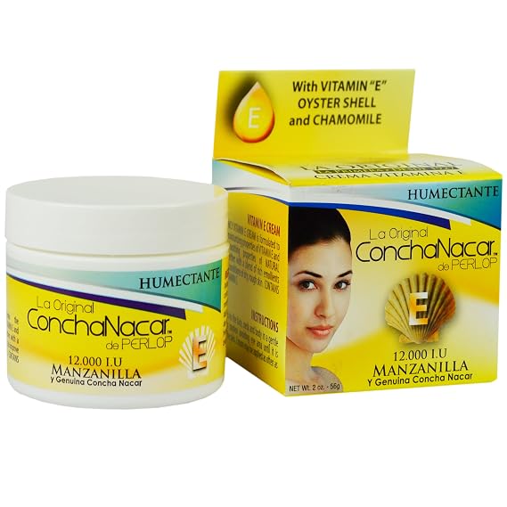 Concha Nacar Crema Hidratante - Vitamina E Con Manzanilla Para La Cara, Vitamin E Moisturizing Face Cream With Chamomile, 2 oz (Pack of 1)