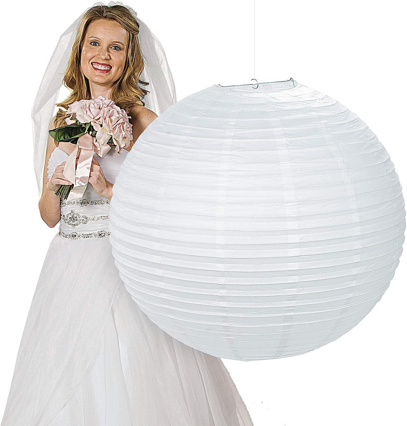 Jumbo White Hanging Lantern 30 Inches in Diameter Wedding and Party Decor - 1 Piece