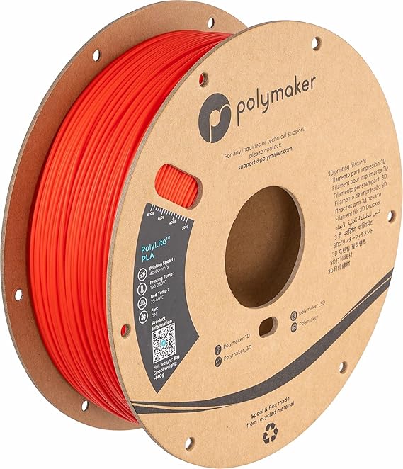 Polymaker PLA Filament 1.75mm Red 1KG Spool, Neatly Wound