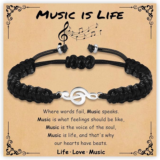 SmileBelle Music Gifts for Women Men Teacher Music Note and Guitar Bracelet