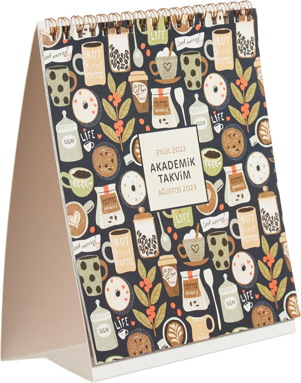 Sharp Color Academic Desk Calendar, Coffee, 17.5x20 cm