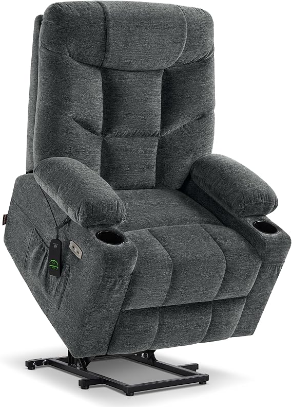 MCombo Power Lift Recliner for Elderly, Fabric 7283 (Dark Gray, Large)