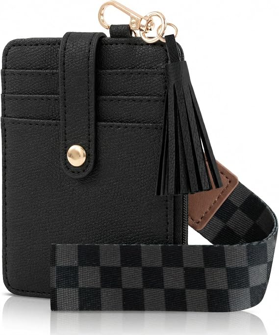 Stylish Wristlet Keychain Wallet for Women, Slim Zipper Credit Card Holder
