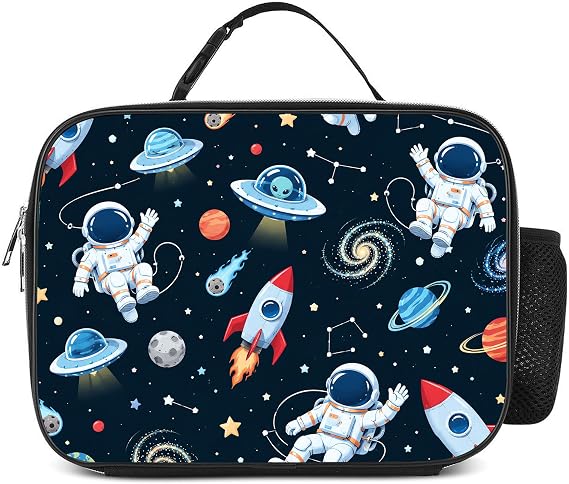 Astronaut Spaceman Lunch Box Insulated Reusable Lunch Bag Tote Cooler for Women Men Boy Girl School Work Office Picnic