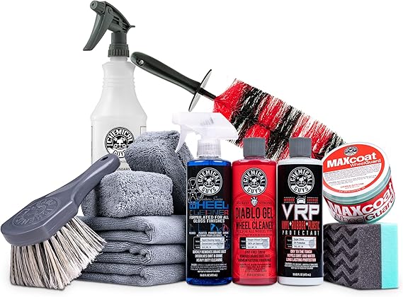 Chemical Guys Complete Wheel, Rim and Tire Care Kit, Foaming Cleaner, Tire Dressing, Wheel Sealant, Detailing Brushes, Microfiber Towels for Cars, Trucks and SUVs, 10-Piece Set
