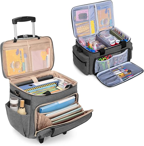 LUXJA Rolling Teacher Bag with Large Craft Bag