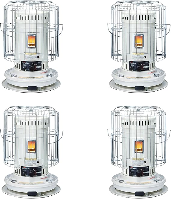 Sengoku KeroHeat Efficient Indoor Outdoor Portable Travel Convection Kerosene Heater with Automatic Safety Shut Off, 23,500 BTU, 4 Pack, White