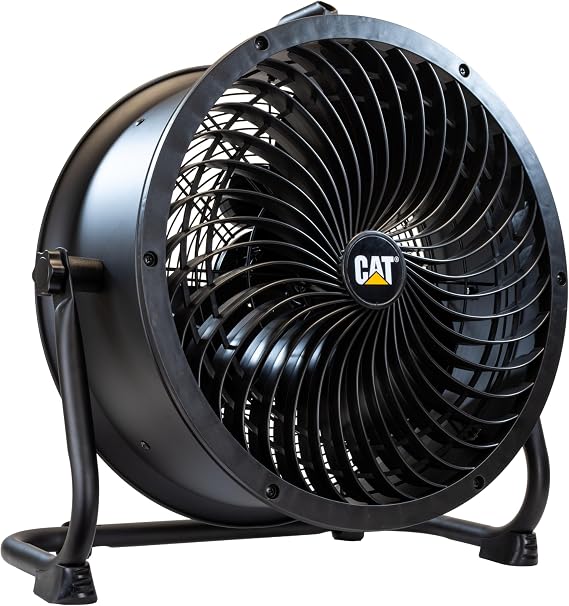 CAT fans - 18-Blade High-Velocity Drum Fan Industrial Grade (Black, 2-in-1): 3,400 CFM, 4-Speed, 360 Degree Adjustable Drum Head, Dual Ball Bearing Motor with Die-Cast Cover (HVD-18AC-BLK)