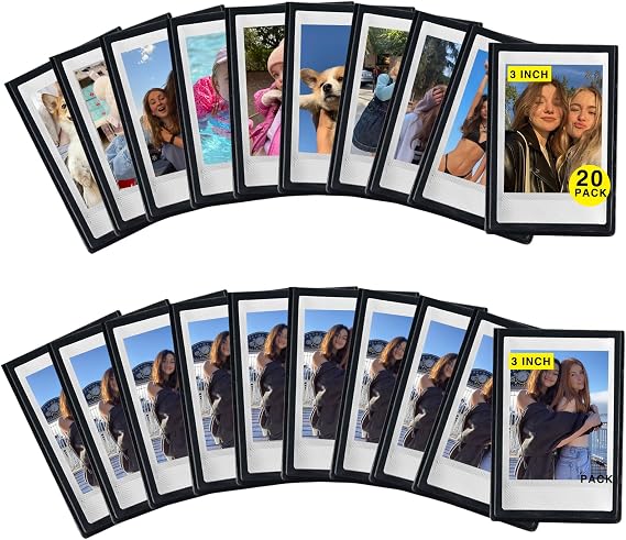 CAIYOULE 20 Packs Magnetic Picture Frame for Fujifilm Instax Mini 3" Photo | Magnetic Photo Frame for Instax Mini 13/12/11/41/EVO/SE Instant Photo, Magnetic Picture Frame for Polaroid 3" Instant Film