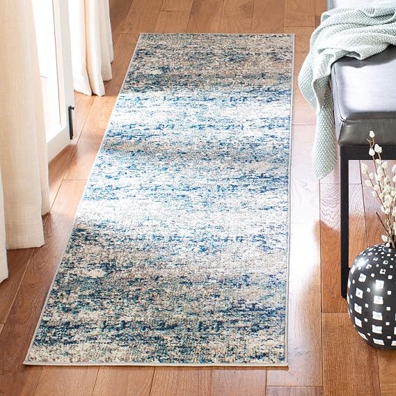SAFAVIEH Madison Runner Rug 2'2"x6', Modern Grey & Blue MAD460K