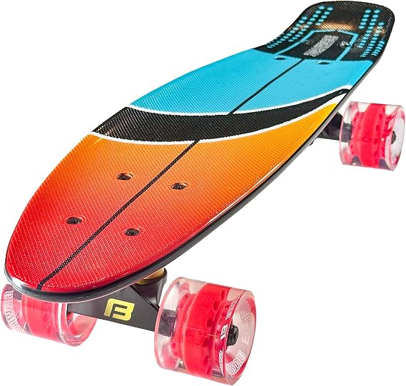 Kids Skateboard 22 Inch Complete Flowboard Skate Board W/Trucks and Light Up Wheels - Custom Scratch Free Graphics Great for Kids, Boys, Girls, Youth and Beginners 22 X 6.25