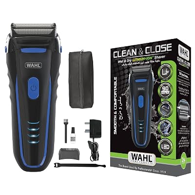Wahl Groomsman Electric Shaver Rechargeable WetDry Waterproof Electric Razor for Cordless Mens Shaving & Grooming - Lithium Ion with Long Run Time & Quick Charge Model 7063