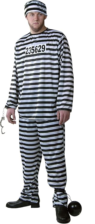 Men's Prisoner Halloween Costume | Adult Criminal Prison Outfit | Escaped Convict Attire for Themed Parties and Cosplay