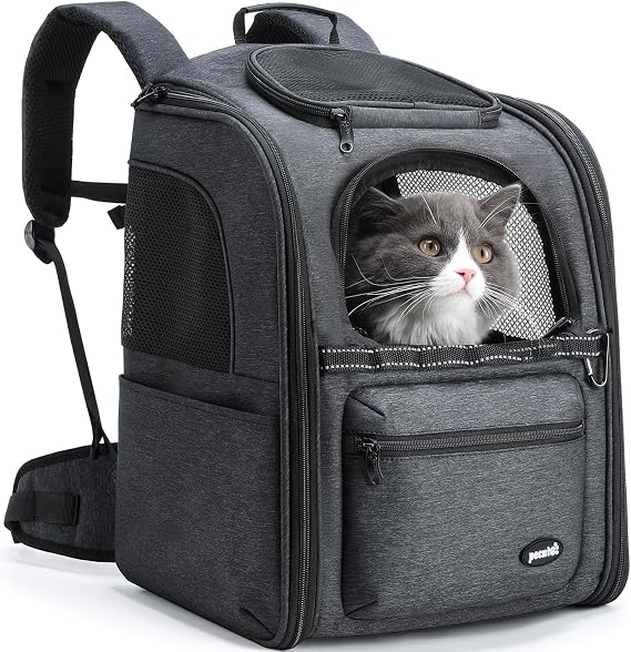 Pecute Ergonomic Cat Backpack, 30% Effort-Saving Breathable Pet Backpack