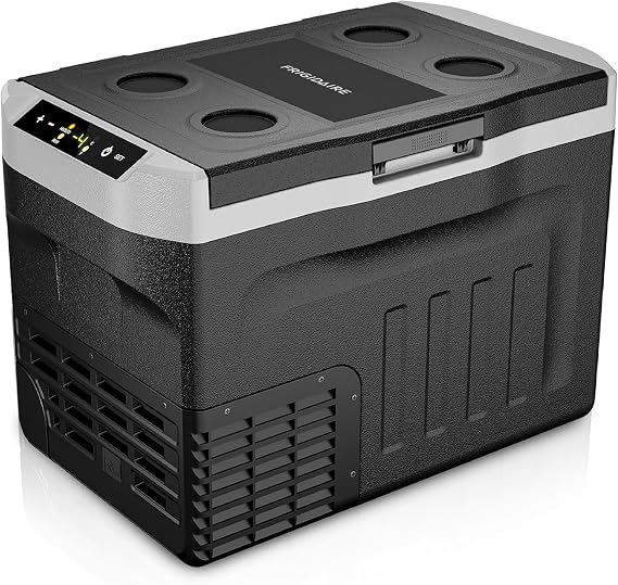 Frigidaire 2-in-1 Portable 12/24V DC & 110-240V AC Compressor Fridge Freezer Compact for Travel, Car, Camping, Road Trips, Home, Dual Voltage 21qt