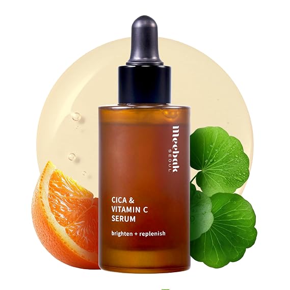 Meebak Cica & Vitamin C Serum, Gentle Brightening Serum, Korean Skincare
