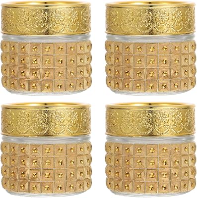 Mipcase Luxury Small Glass Bottles 4-Pack 10G Refillable Cosmetic Containers with Lids for Creams Lotion Storage Travel and Beauty Care