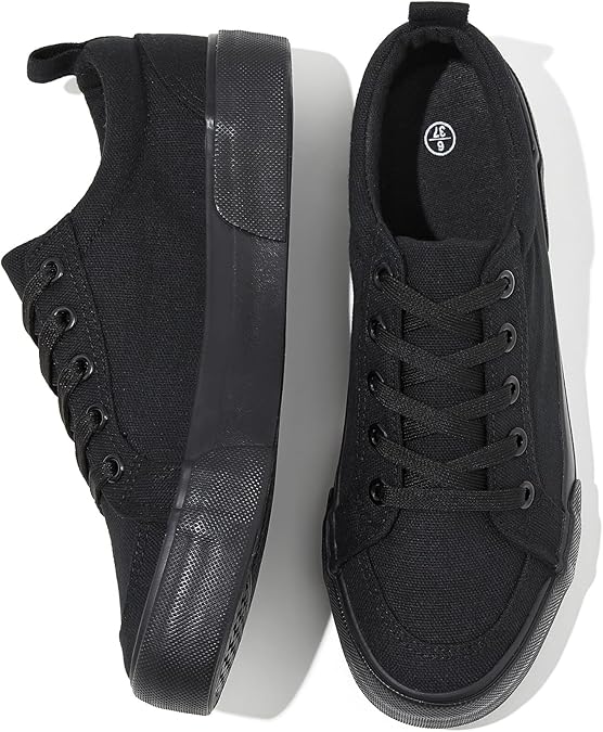 Uoidru Canvas Shoes for Women White Tennis Sneakers Womens Black Shoes Casual Comfortable Low Top Skateboard Fashion Sneakers