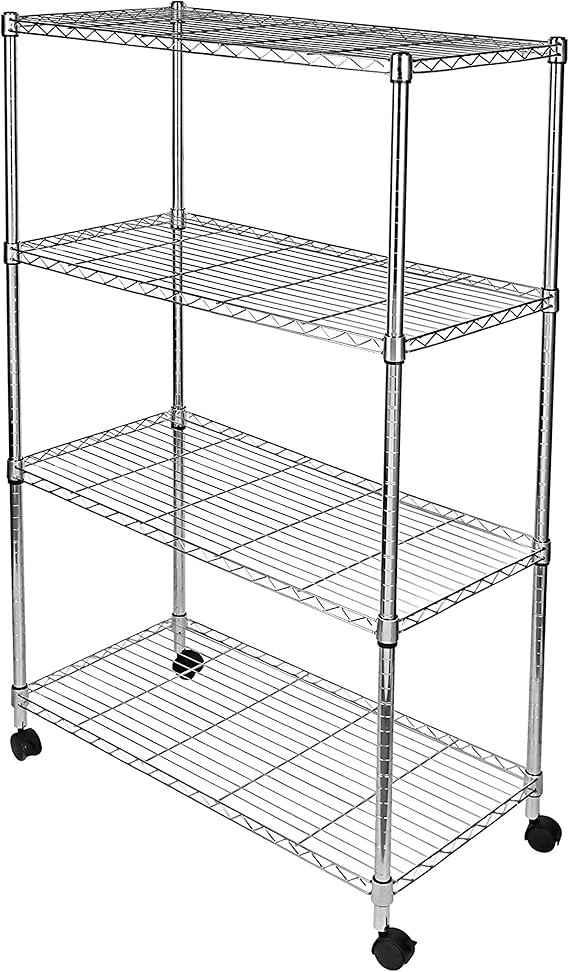 Simple Deluxe 4-Tier Heavy Duty Storage Shelving Unit 1000Lb Capacity,Chrome,35.43" D x 17.72" W x 61.02" H inch